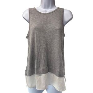 JCrew Factory Womens S Grey Layered Hem Tank Top Sleeveless Tiered Sheer White